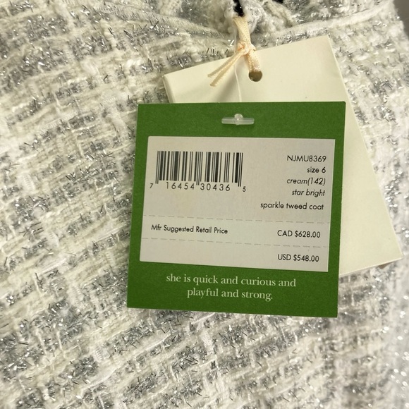 Kate Spade Sparkle Tweed Metallic Coat Size 6 - Picture 4 of 15